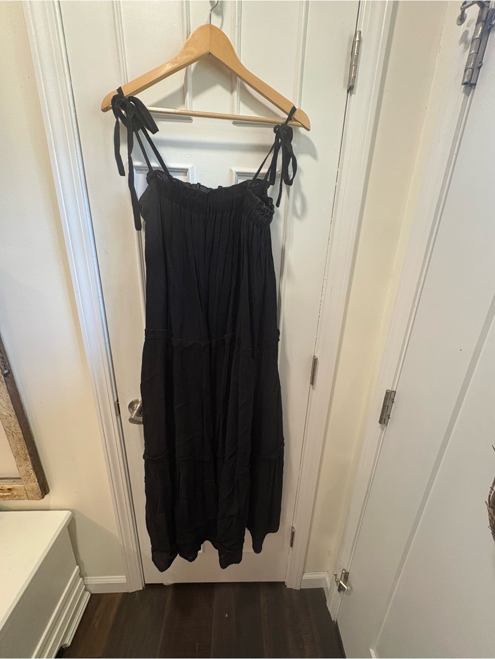 Black Tie-Shoulder Maxi Dress - Women's